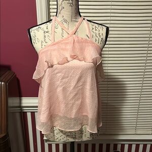 Elegant Pink Ruffle Halter Top